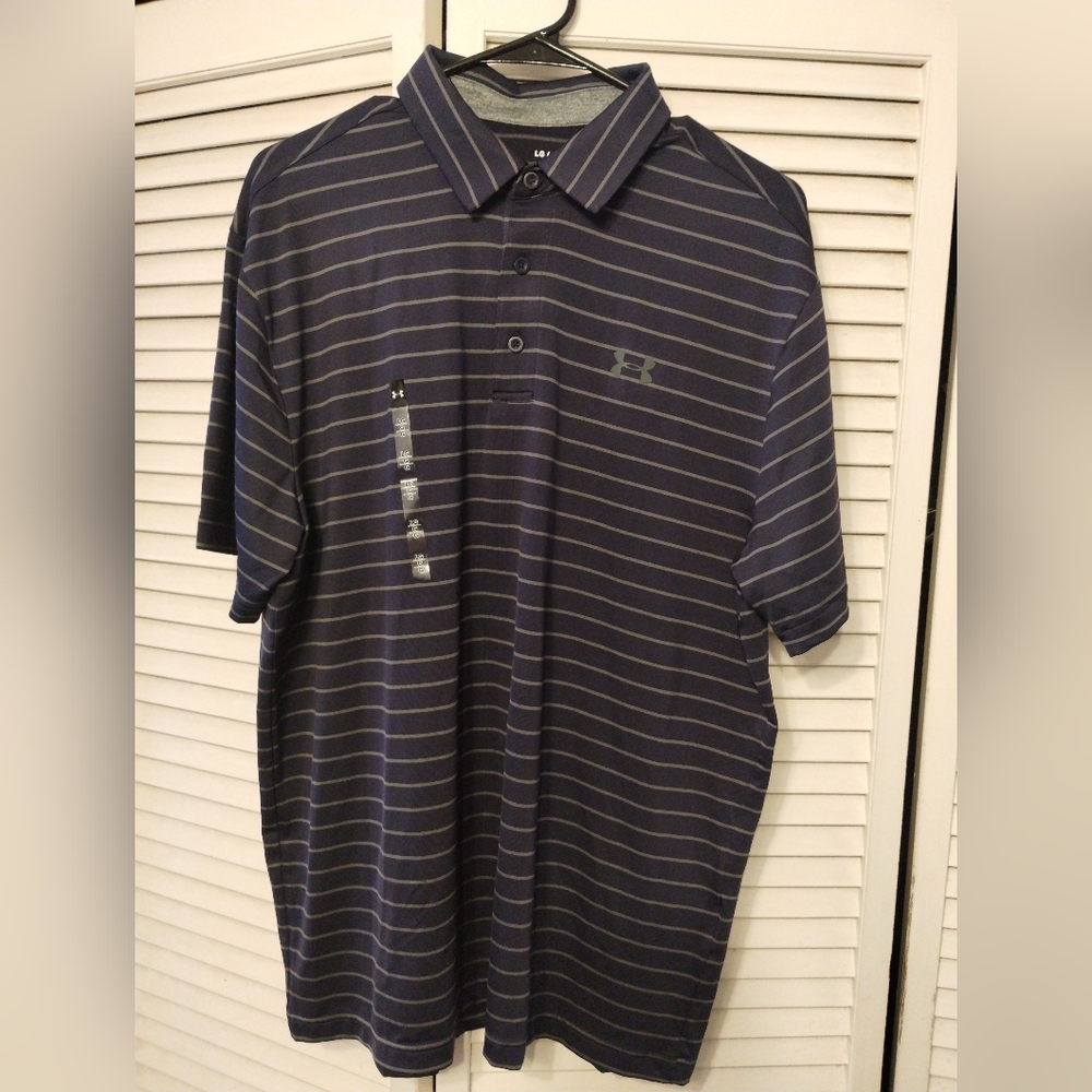 Under Armour Men's Navy Striped Polo Shirt